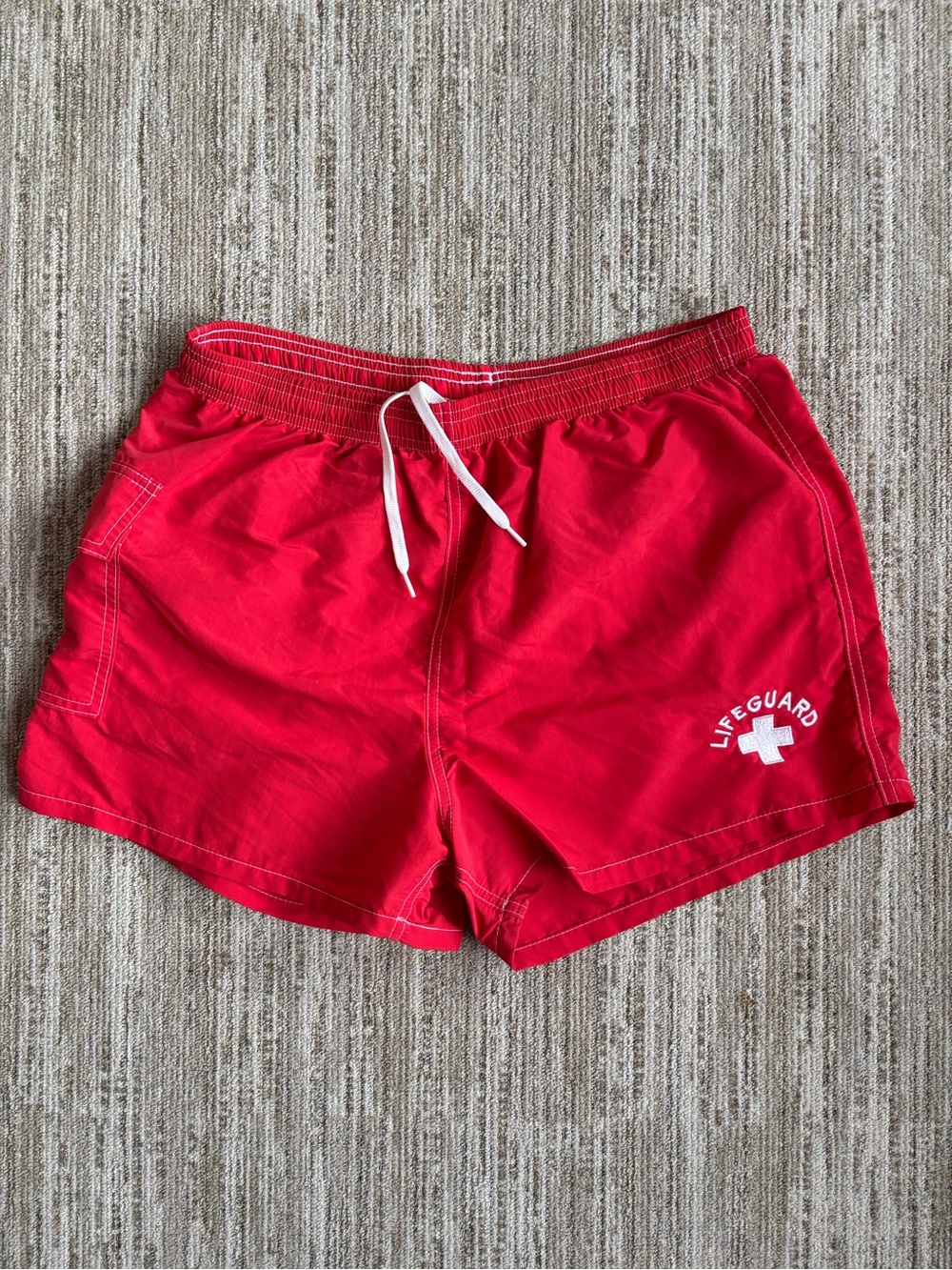 WATER SAFETY PRODUCTS INC PRE-OWNED MENS RED NYLON LIFEGUARD SWIM SHORTS SIZE XL